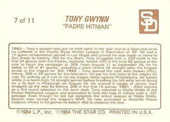 1988 Star Tony Gwynn - Glossy #7 Tony Gwynn Back
