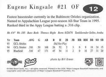 1996 Best Frederick Keys #12 Eugene Kingsale Back