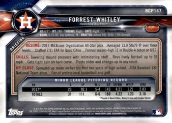 2018 Bowman - Chrome Prospects Mojo Refractor #BCP147 Forrest Whitley Back