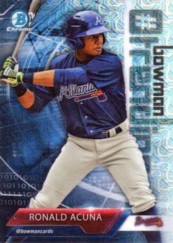 2018 Bowman - Chrome #BowmanTrending Mojo Refractor ##-RA Ronald Acuna Front