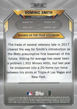 2018 Bowman - Chrome Rookie of the Year Favorites Mojo Refractor #ROYF-DS Dominic Smith Back
