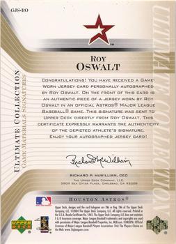 2004 Upper Deck Ultimate Collection - Game Materials Signatures #GJS-RO Roy Oswalt Back