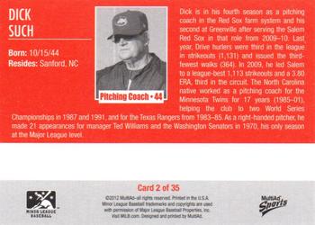 2012 MultiAd Greenville Drive #2 Dick Such Back