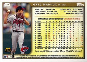 1999 Topps Action Flats Cards #S1-2 Greg Maddux Back