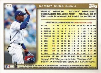 1999 Topps Action Flats Cards #S1-4 Sammy Sosa Back