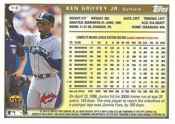 1999 Topps Action Flats Cards #S1-8 Ken Griffey Jr. Back