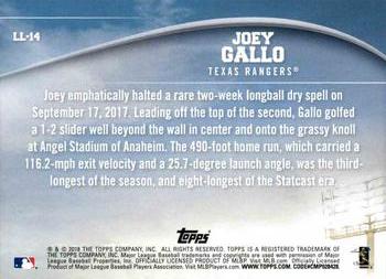 2018 Topps - Longball Legends #LL-14 Joey Gallo Back