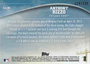 2018 Topps - Longball Legends Black #LL-26 Anthony Rizzo Back