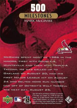 1999 Upper Deck Mark McGwire 500 Home Run - Gold #1 Mark McGwire Back