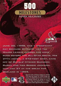 1999 Upper Deck Mark McGwire 500 Home Run - Gold #19 Mark McGwire Back
