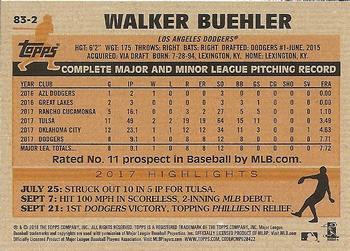 2018 Topps - 1983 Topps Baseball 35th Anniversary Rookies #83-2 Walker Buehler Back