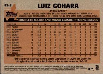 2018 Topps - 1983 Topps Baseball 35th Anniversary Rookies #83-3 Luiz Gohara Back