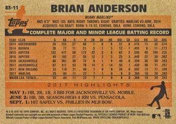 2018 Topps - 1983 Topps Baseball 35th Anniversary Rookies #83-11 Brian Anderson Back