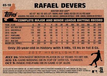 2018 Topps - 1983 Topps Baseball 35th Anniversary Rookies #83-19 Rafael Devers Back