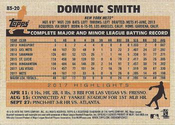 2018 Topps - 1983 Topps Baseball 35th Anniversary Rookies #83-20 Dominic Smith Back
