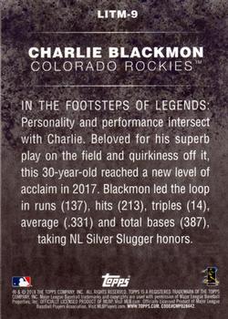 2018 Topps - Legends in the Making (Series 2) #LITM-9 Charlie Blackmon Back