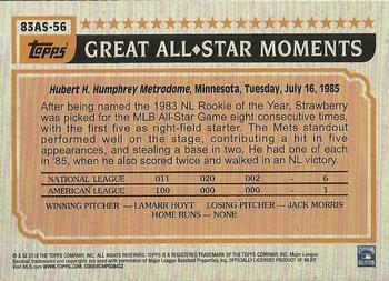 2018 Topps - 1983 Topps Baseball 35th Anniversary All-Stars Blue #83AS-56 Darryl Strawberry Back