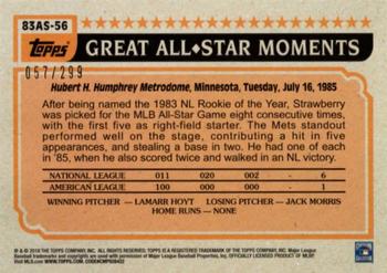 2018 Topps - 1983 Topps Baseball 35th Anniversary All-Stars Black #83AS-56 Darryl Strawberry Back