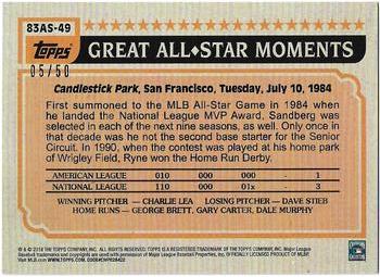 2018 Topps - 1983 Topps Baseball 35th Anniversary All-Stars Gold #83AS-49 Ryne Sandberg Back