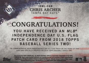 2018 Topps - MLB Independence Day U.S. Flag Manufactured Patch Relics #IDML-CAR Chris Archer Back