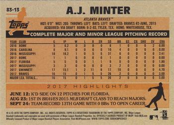 2018 Topps - 1983 Topps Baseball 35th Anniversary Rookies Blue #83-13 A.J. Minter Back