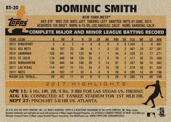 2018 Topps - 1983 Topps Baseball 35th Anniversary Rookies Blue #83-20 Dominic Smith Back