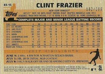 2018 Topps - 1983 Topps Baseball 35th Anniversary Rookies Black #83-15 Clint Frazier Back