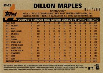 2018 Topps - 1983 Topps Baseball 35th Anniversary Rookies Black #83-22 Dillon Maples Back
