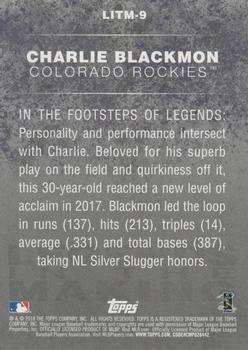2018 Topps - Legends in the Making Black (Series 2) #LITM-9 Charlie Blackmon Back