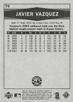 2004 Upper Deck Vintage - Black and White #79 Javier Vazquez Back