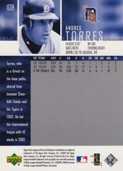2004 Upper Deck #108 Andres Torres Back