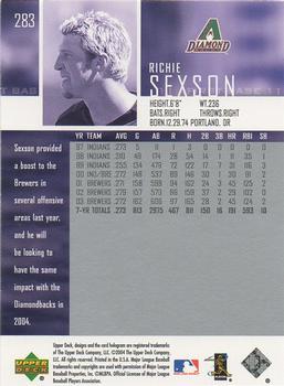 2004 Upper Deck #283 Richie Sexson Back