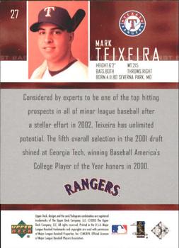 2004 Upper Deck #27 Mark Teixeira Back