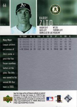 2004 Upper Deck #44 Barry Zito Back