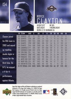 2004 Upper Deck #154 Royce Clayton Back