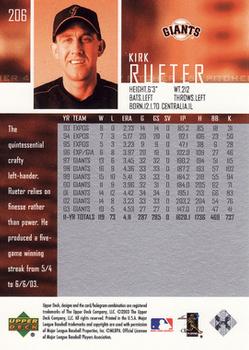 2004 Upper Deck #206 Kirk Rueter Back