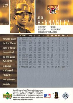 2004 Upper Deck #242 Jose Hernandez Back