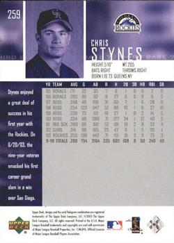 2004 Upper Deck #259 Chris Stynes Back