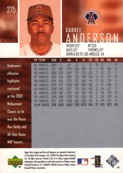 2004 Upper Deck #275 Garret Anderson Back