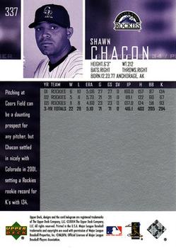 2004 Upper Deck #337 Shawn Chacon Back