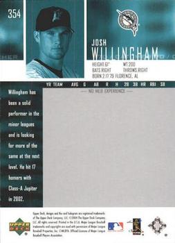 2004 Upper Deck #354 Josh Willingham Back
