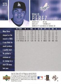 2004 Upper Deck #373 Odalis Perez Back