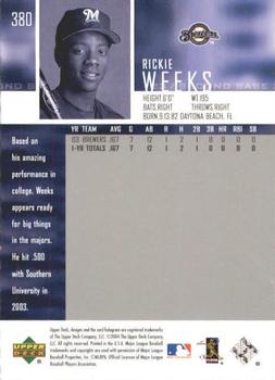 2004 Upper Deck #380 Rickie Weeks Back