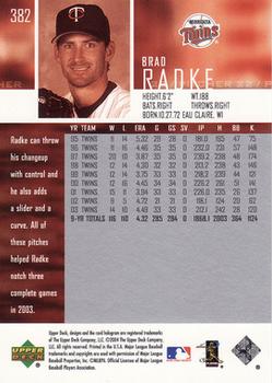 2004 Upper Deck #382 Brad Radke Back