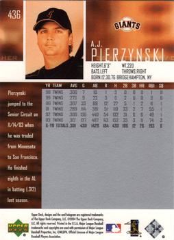 2004 Upper Deck #436 A.J. Pierzynski Back
