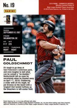 2018 Panini Chronicles #19 Paul Goldschmidt Back