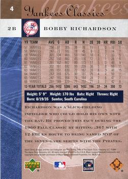2004 Upper Deck Yankees Classics - Bronze #4 Bobby Richardson Back