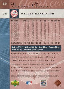 2004 Upper Deck Yankees Classics - Bronze #69 Willie Randolph Back