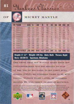 2004 Upper Deck Yankees Classics - Bronze #81 Mickey Mantle Back