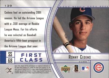 2004 Upper Deck Diamond Collection Pro Sigs #139 Ronny Cedeno Back